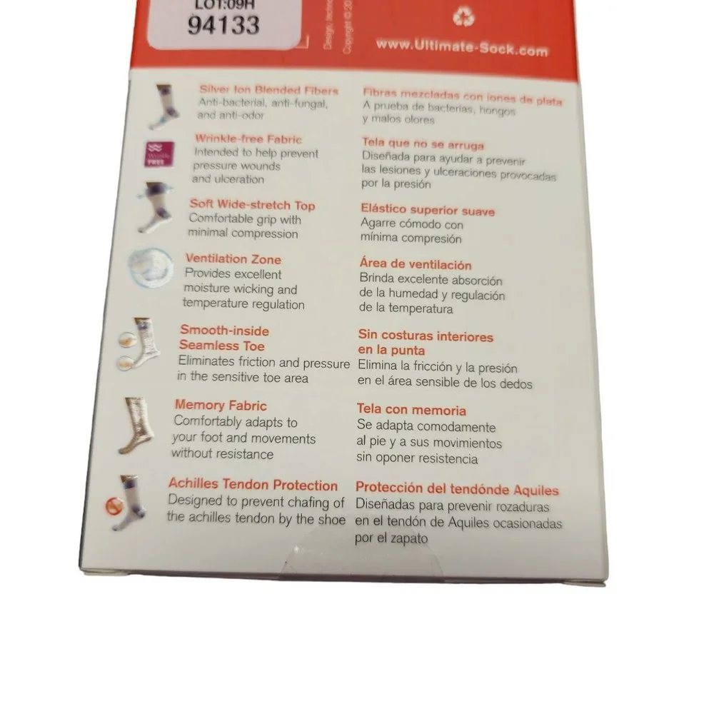 Therapeutic Diabetic Socks - Comfort Dress - Unisex Men 8-11 / Women 10-12 White